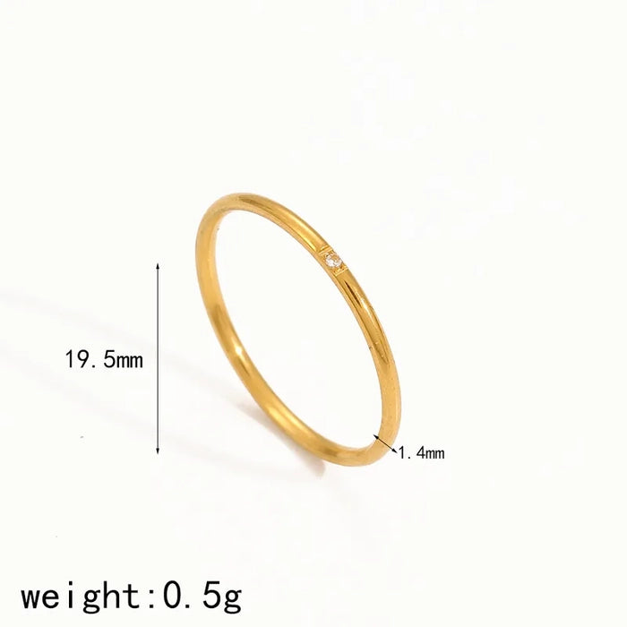18K Gold Plated Single Stone Minimal Ring