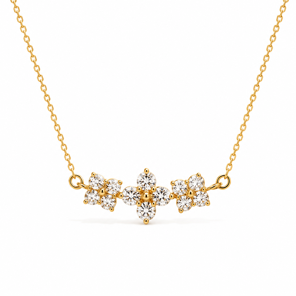 18K Gold Plated 925 Silver Floral Necklace