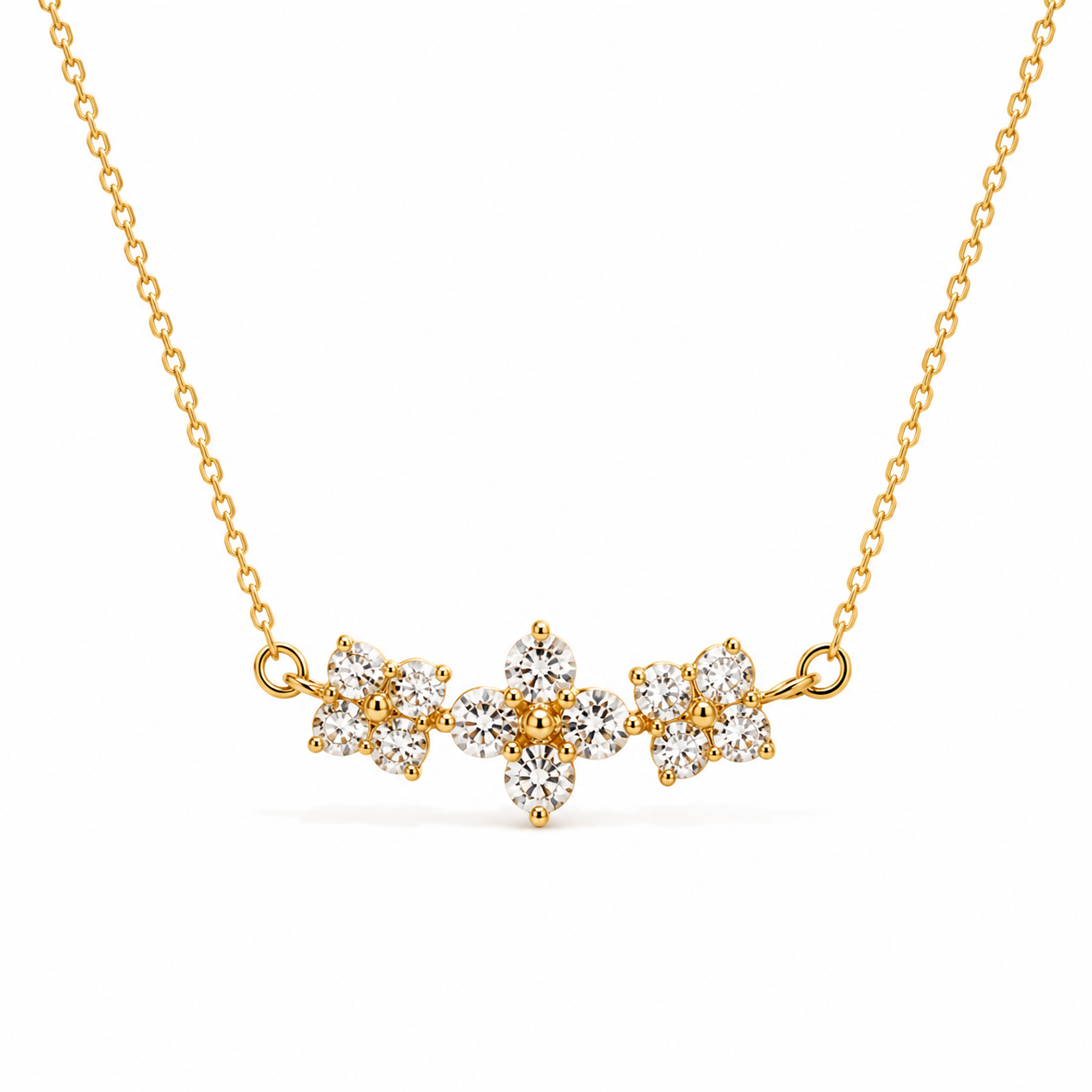 18K Gold Plated 925 Silver Floral Necklace