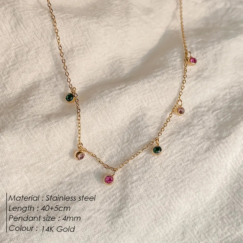 14K Gold Plated Multicolored Stones Necklace