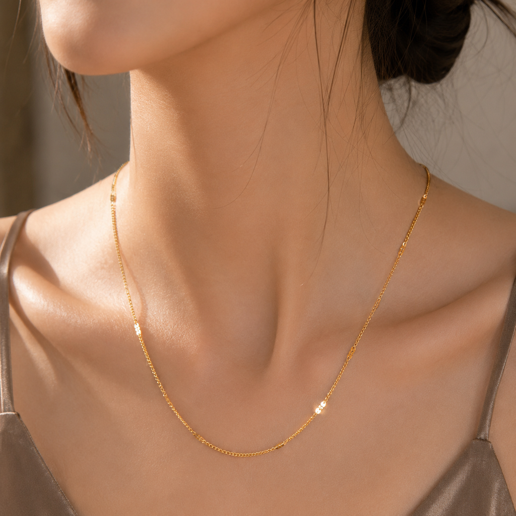 18K Gold Plated Side Flattened Chain