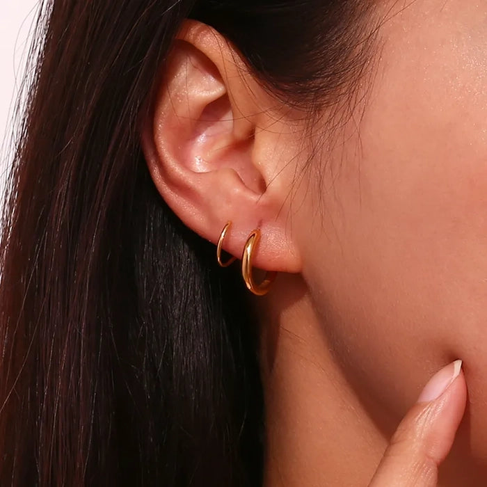 18K Gold Plated Classic Double Hoop Earrings