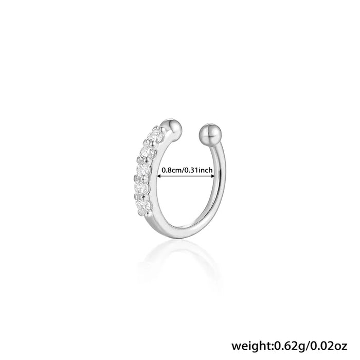 White Gold-Plated 925 Sterling Silver Nose Pin (Non-Piercing)