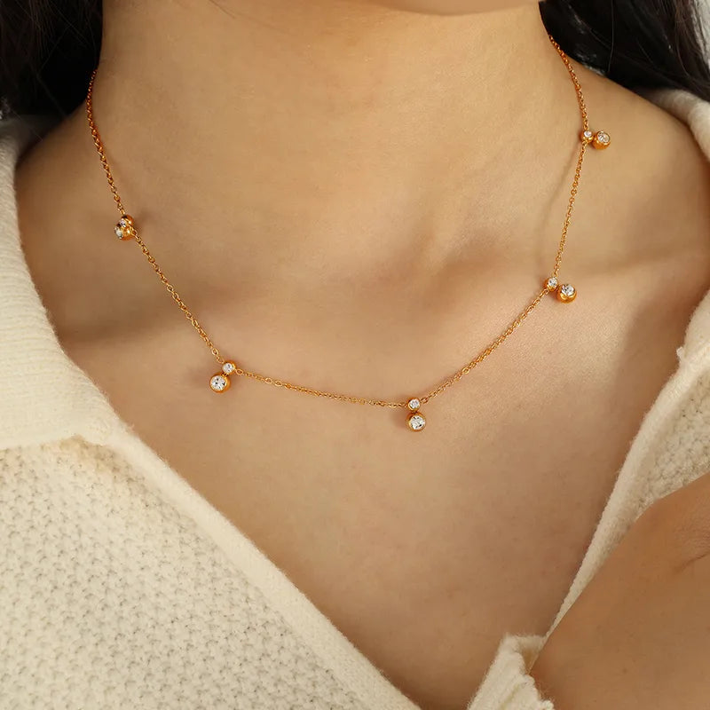 18K Gold Plated Bezel Charm Necklace
