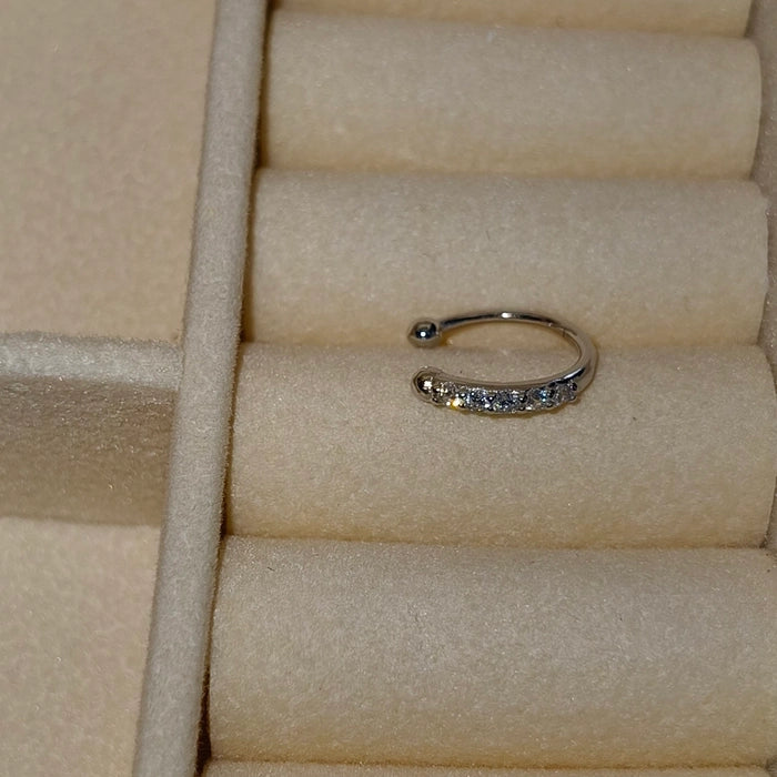 White Gold-Plated 925 Sterling Silver Nose Pin (Non-Piercing)