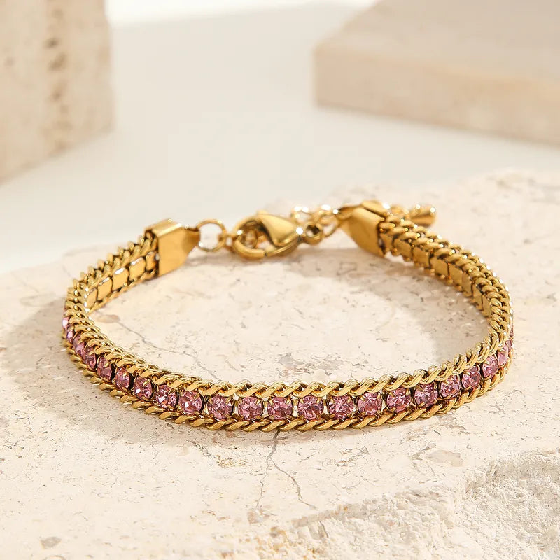 18K Gold Plated Pink Bracelet