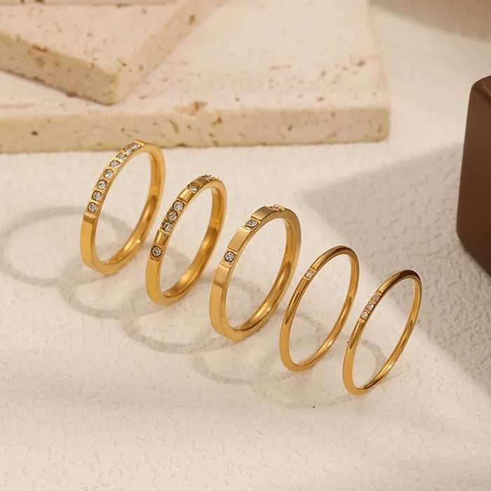 18K Gold Plated Cluster Three Stone Ring