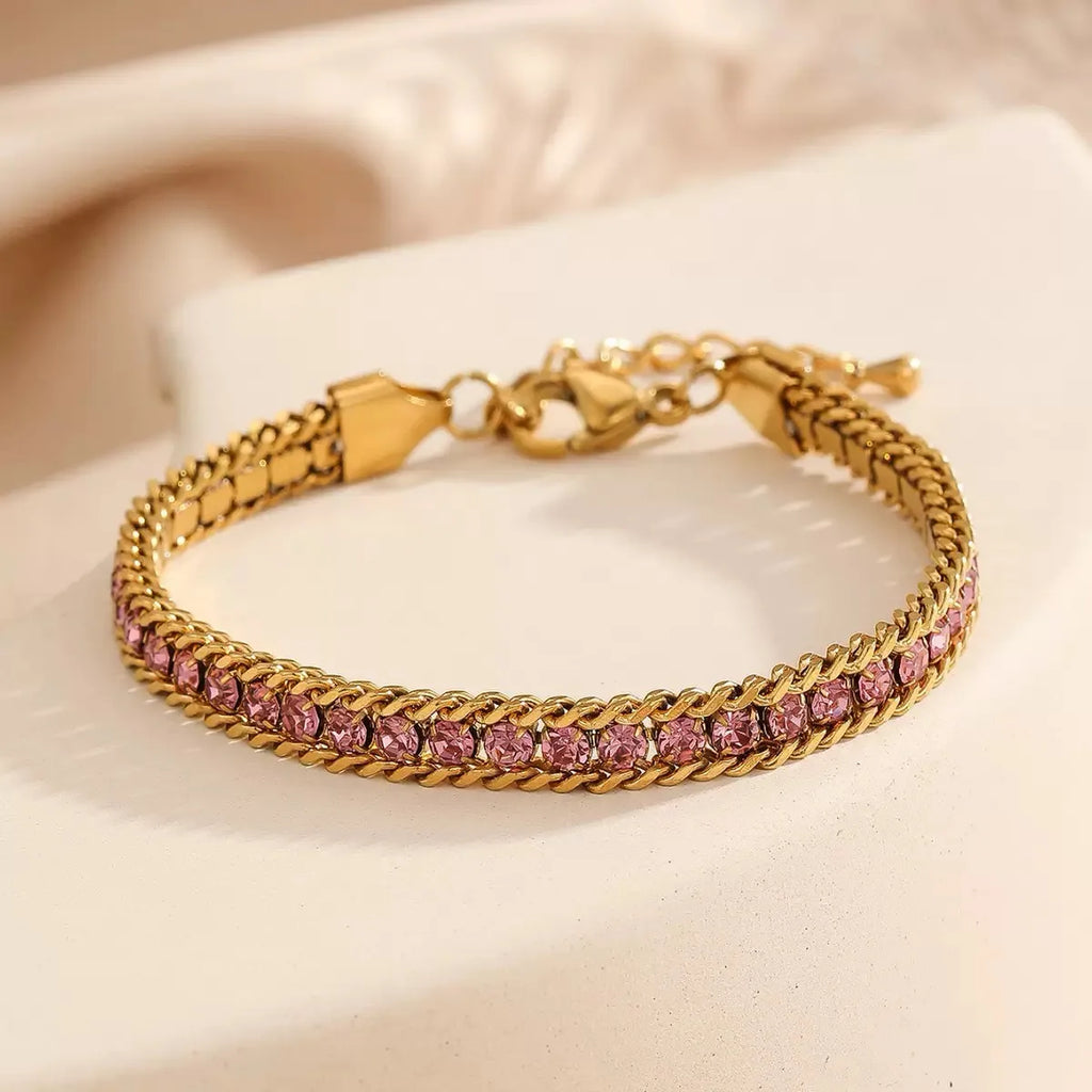 18K Gold Plated Pink Bracelet