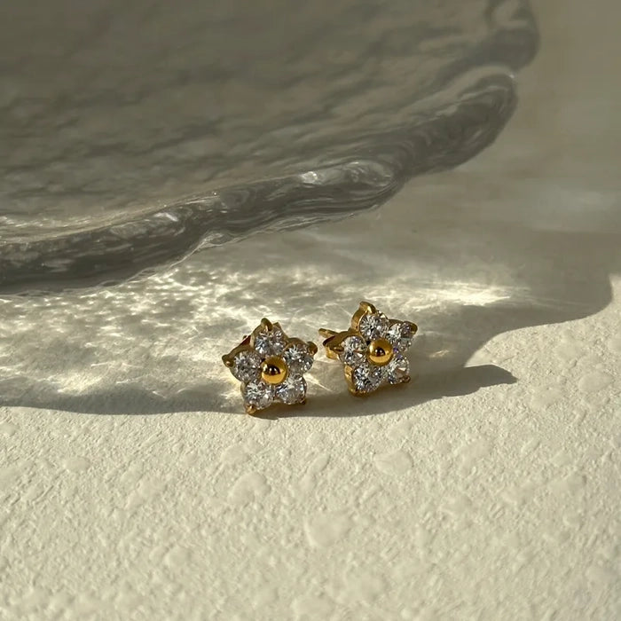 18K Gold Plated Floral Stud Earrings