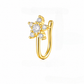 925 Silver Gold Plated Star CZ Nose Ring (Non-Piercing)