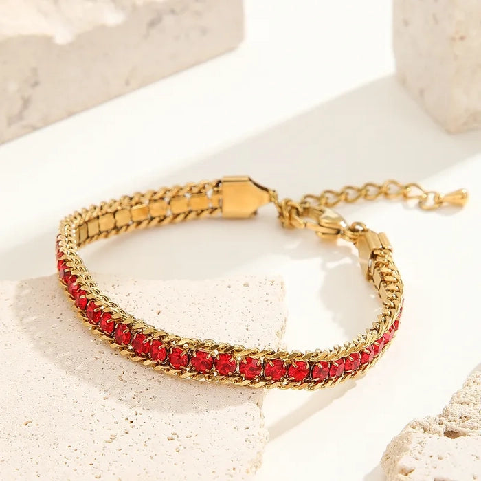 18K Gold Plated Red Crystal Bracelet