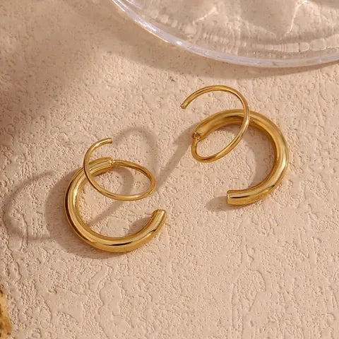 18K Gold Plated Classic Double Hoop Earrings