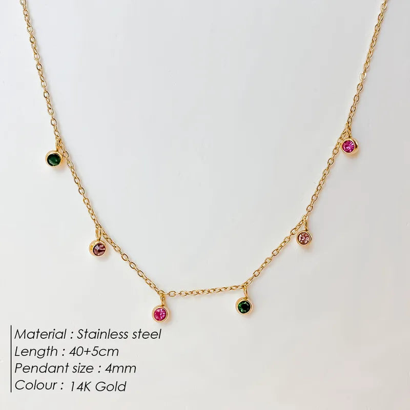 14K Gold Plated Multicolored Stones Necklace