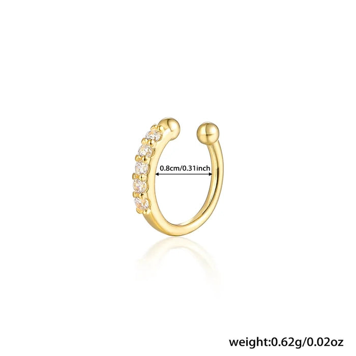Gold-Plated 925 Sterling Silver Nose Pin (Non-Piercing)