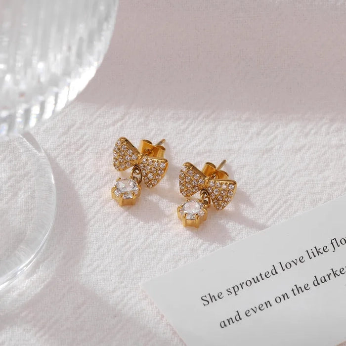 18K Gold Plated Bow Knot Stud Earrings