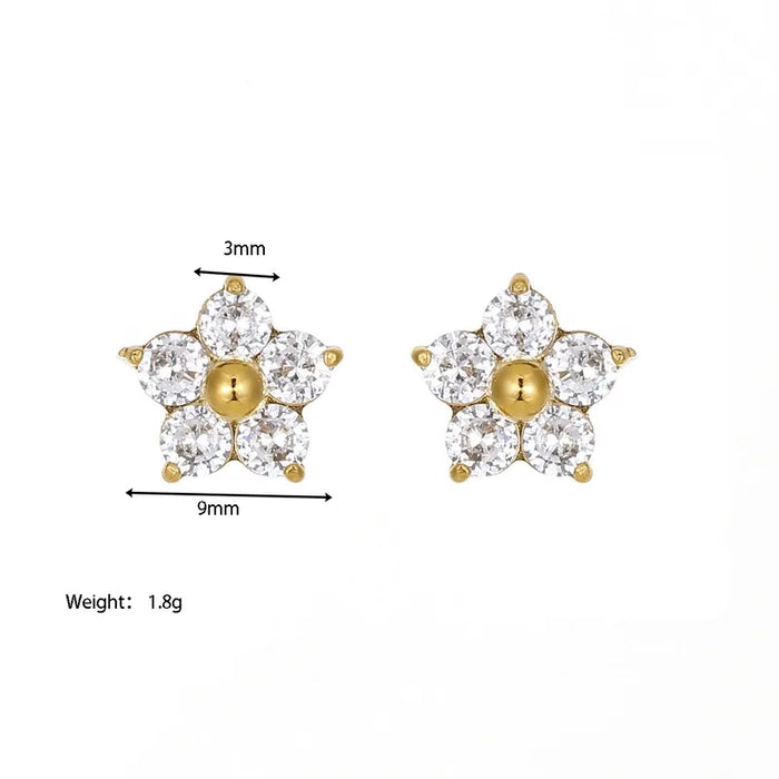 18K Gold Plated Floral Stud Earrings