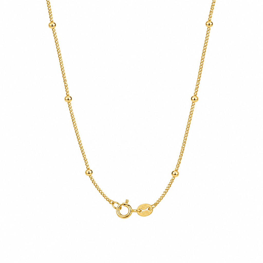 18K Gold Plated 925 Silver Side Beads Necklace
