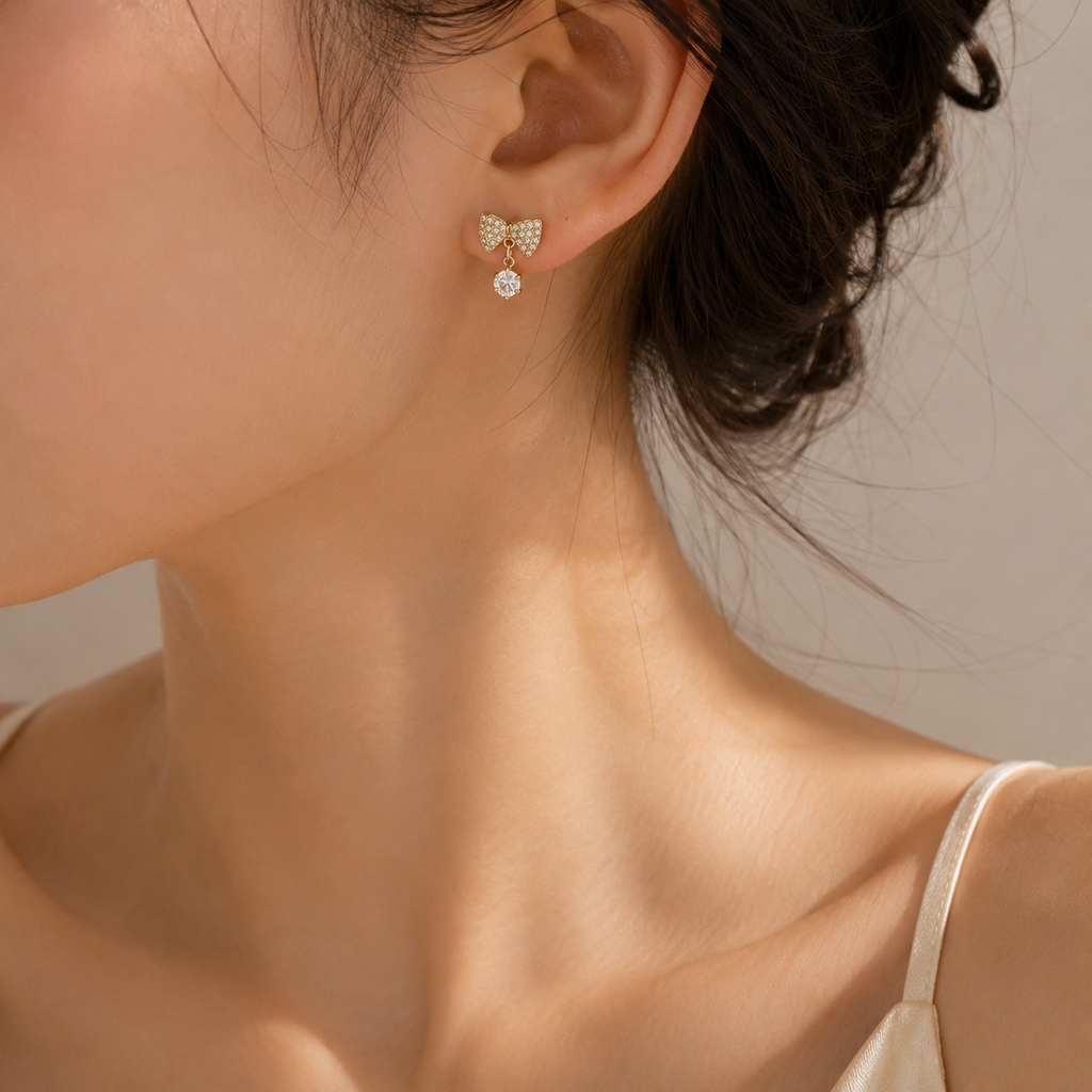 18K Gold Plated Bow Knot Stud Earrings
