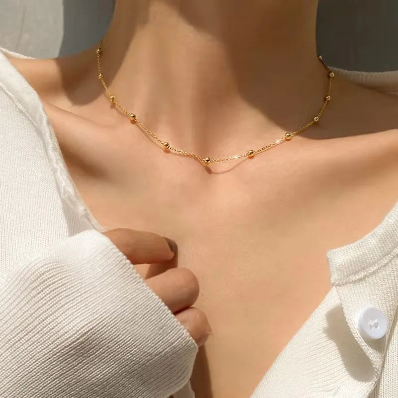 18K Gold Plated Side Beads Chain