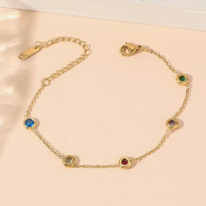 18K Gold Plated Multi Color Gem Bracelet