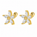 Gold Floral Crystal Stud Earrings (Pair)