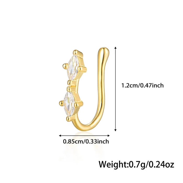 Gold-Plated 925 Sterling Silver Stacked Nose Pin (Non-Piercing)