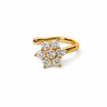 925 Silver Gold Plated Floral CZ Nose Ring (Non-Piercing)