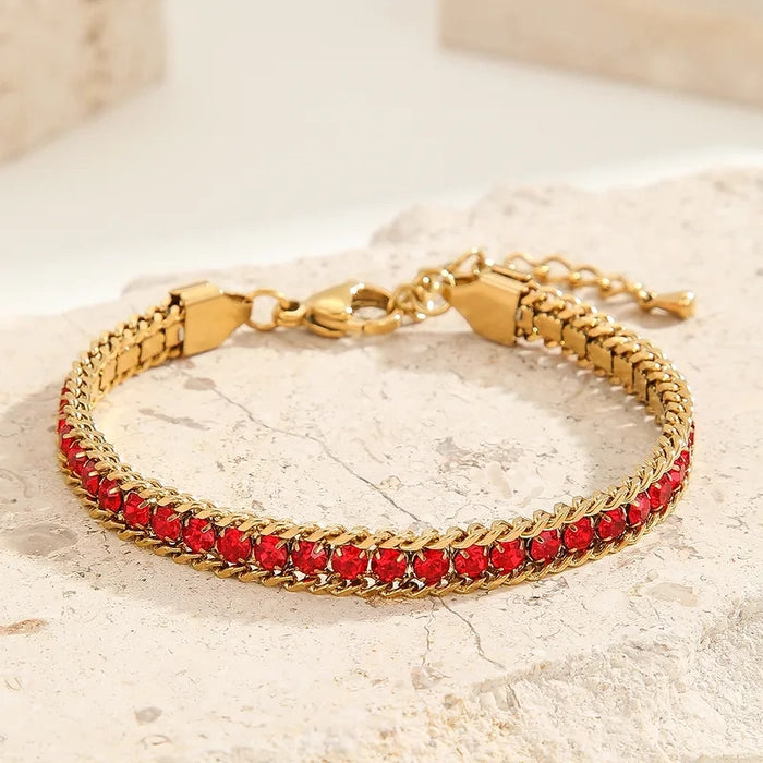 18K Gold Plated Red Crystal Bracelet