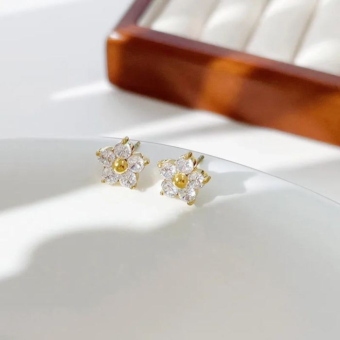 18K Gold Plated Floral Stud Earrings