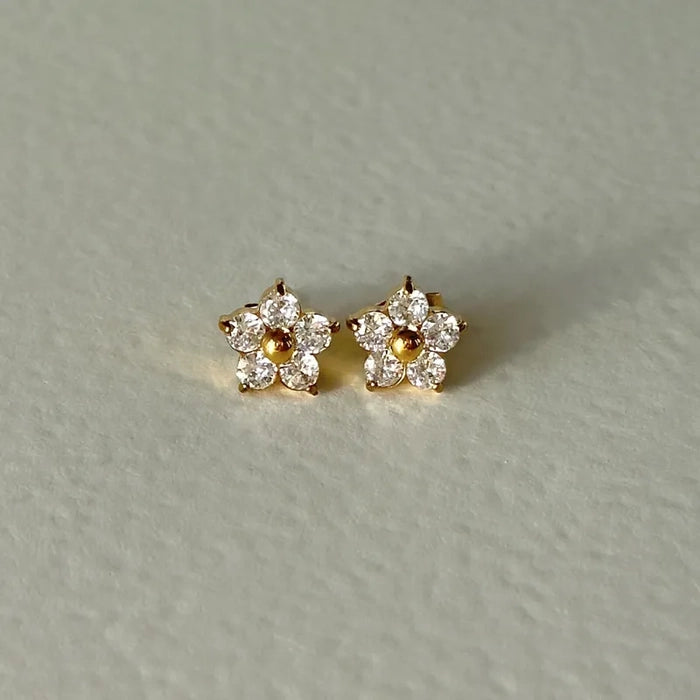 18K Gold Plated Floral Stud Earrings