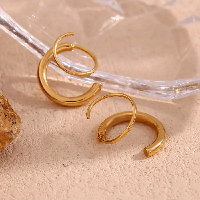 18K Gold Plated Classic Double Hoop Earrings