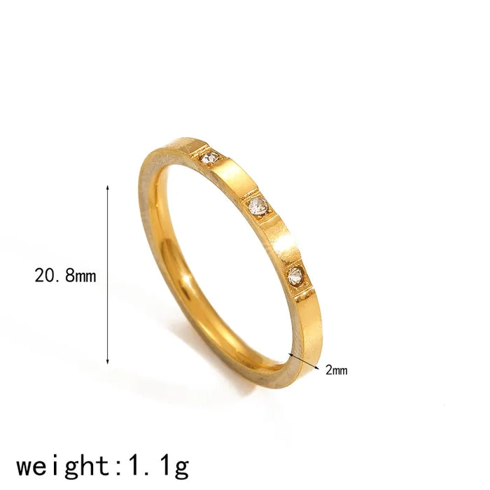 18K Gold Plated Spaced Three Stone Ring