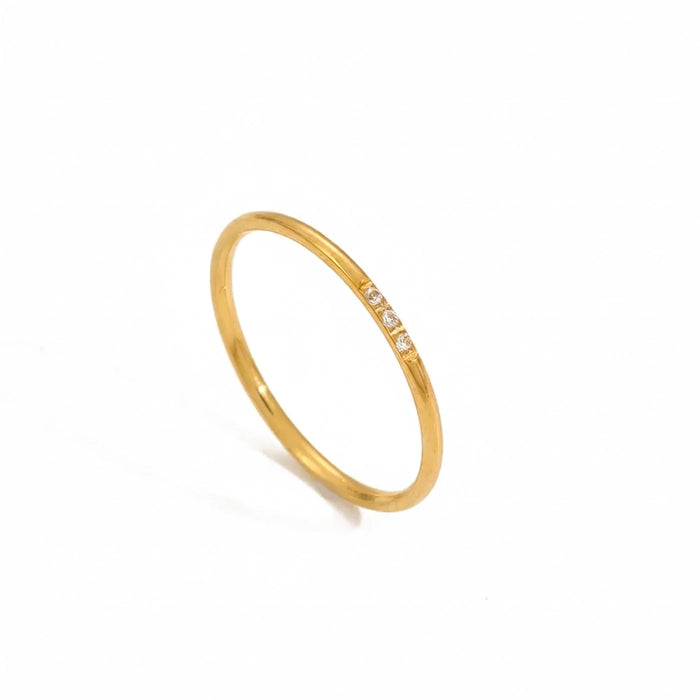 18K Gold Plated Cluster Three Stone Ring