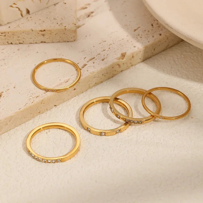 18K Gold Plated Cluster Three Stone Ring