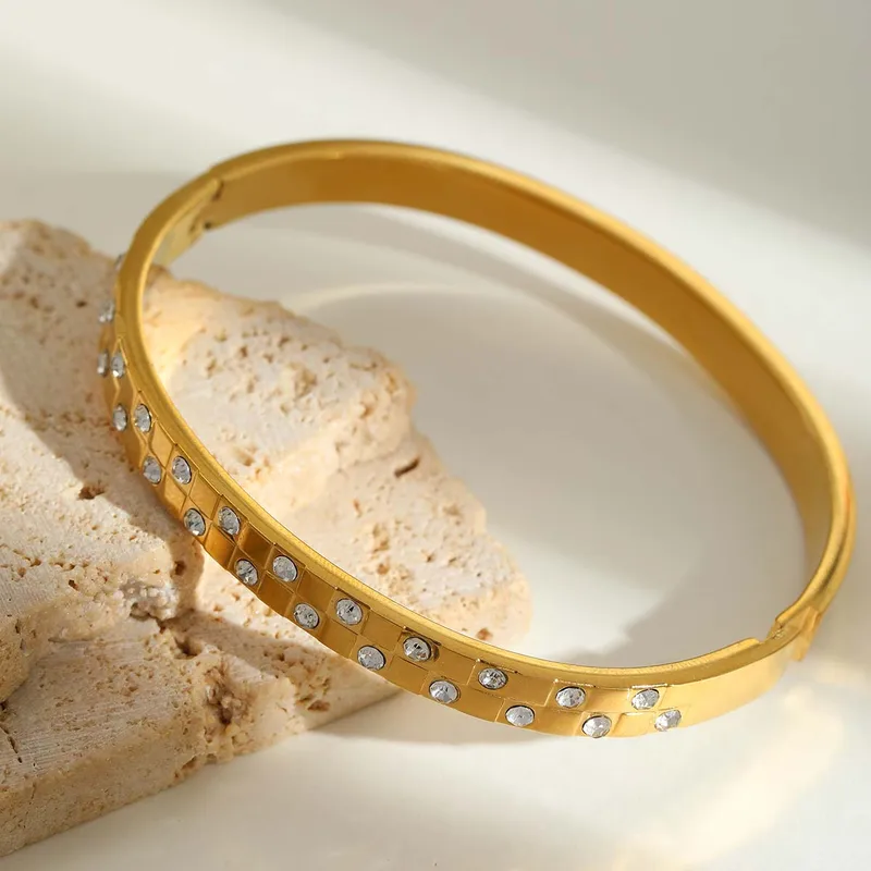 Checkered Zircon Stone Bangle Bracelet