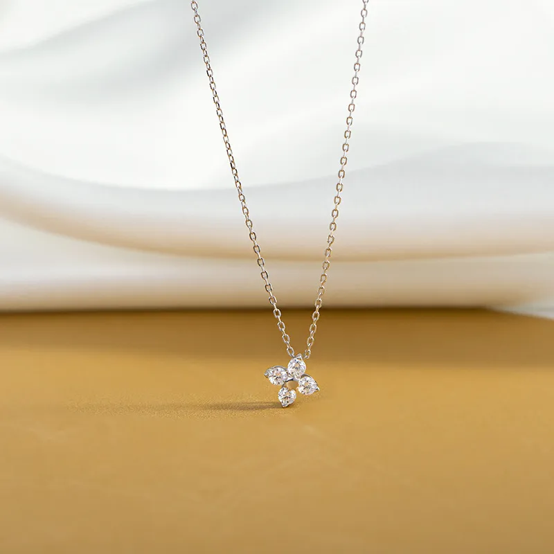 925 Sterling Silver Dainty Floral Necklace - Image 2