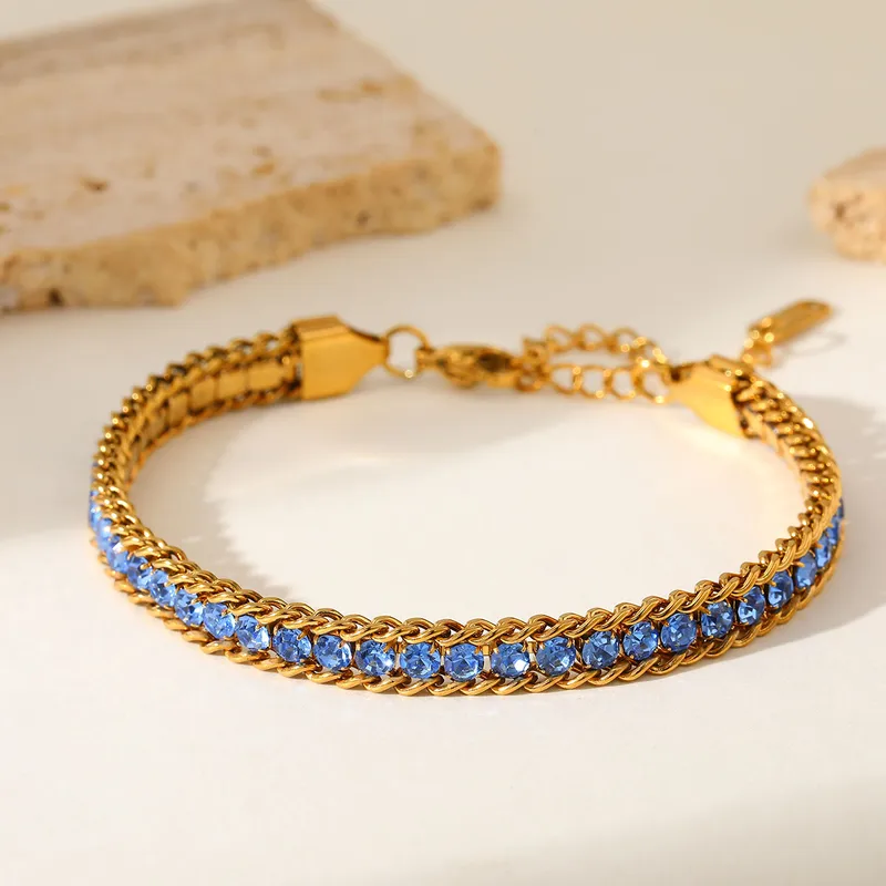 18K Gold Plated Blue Crystal Bracelet