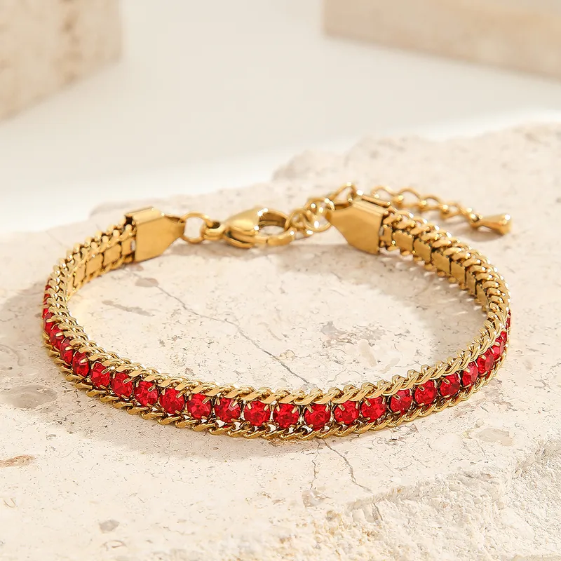 18K Gold Plated Red Crystal Bracelet