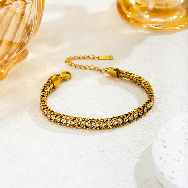 18K Gold Plated White Crystal Bracelet