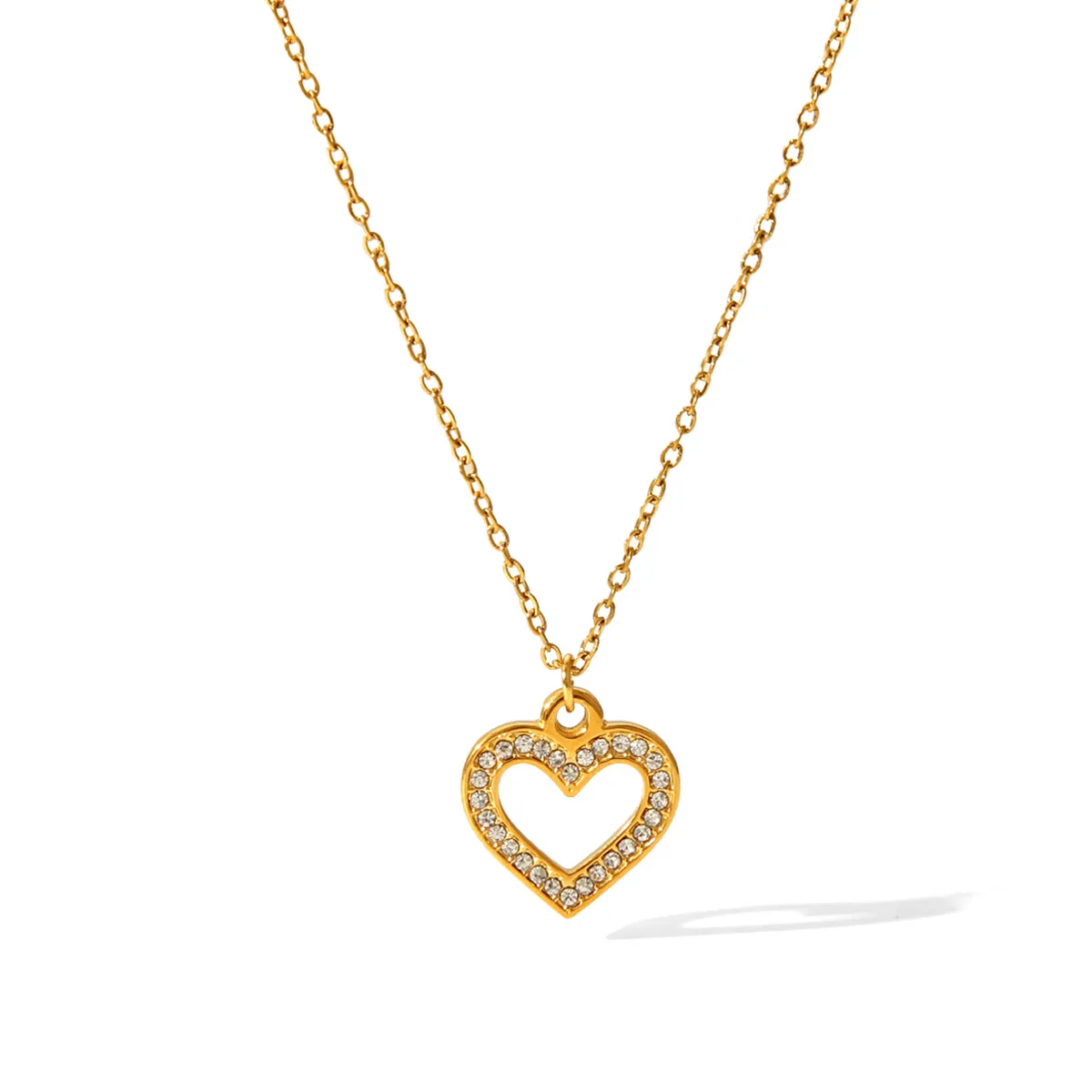 18K Gold Plated Pave Heart Necklace