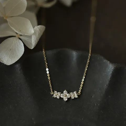 925 Sterling Silver Floral Necklace - Gold Plated