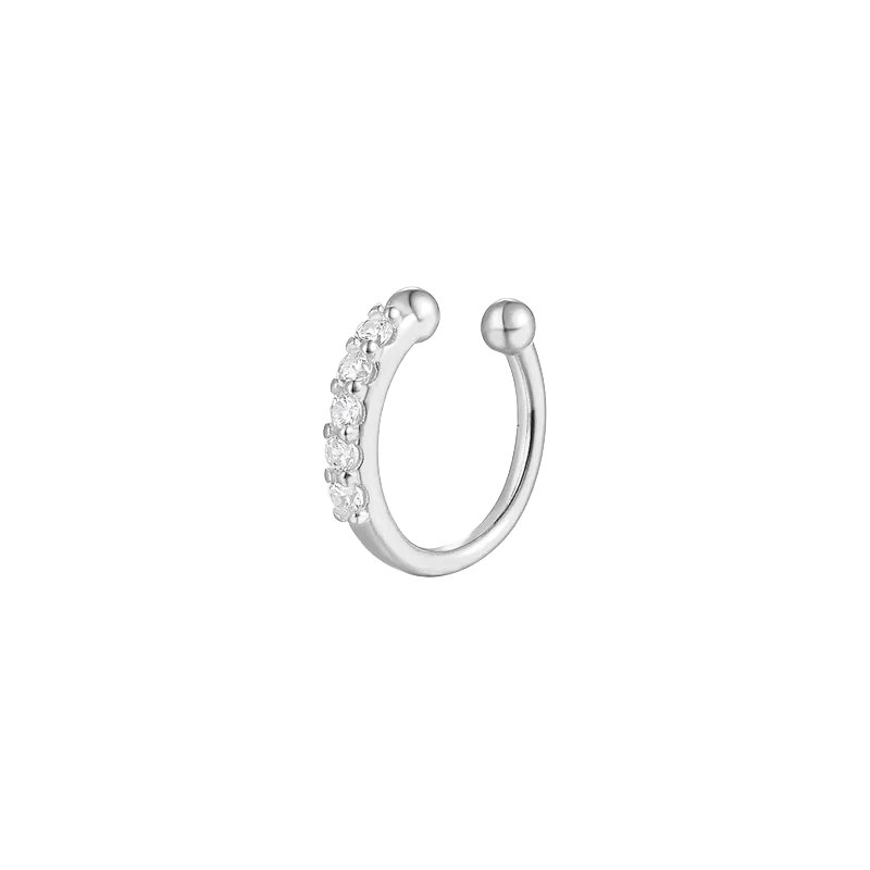 White Gold-Plated 925 Sterling Silver Nose Pin (Non-Piercing)