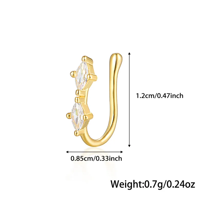 Gold-Plated 925 Sterling Silver Stacked Nose Pin (Non-Piercing) - Image 2