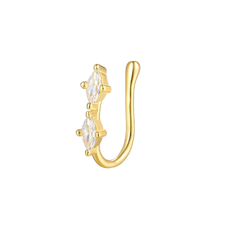 Gold-Plated 925 Sterling Silver Stacked Nose Pin (Non-Piercing)