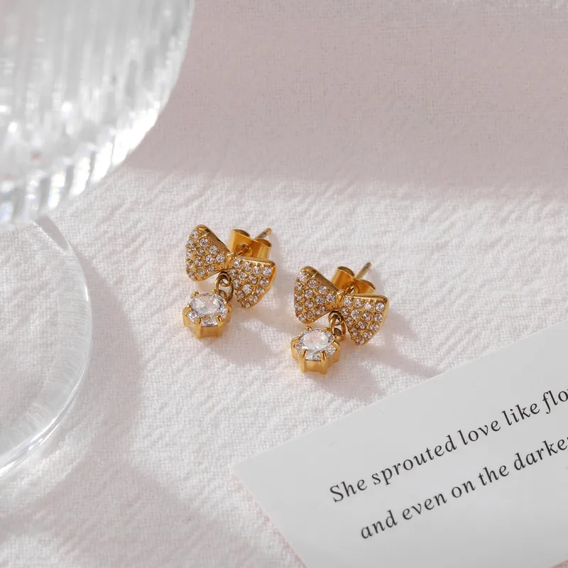 18K Gold Plated Bow Knot Stud Earrings