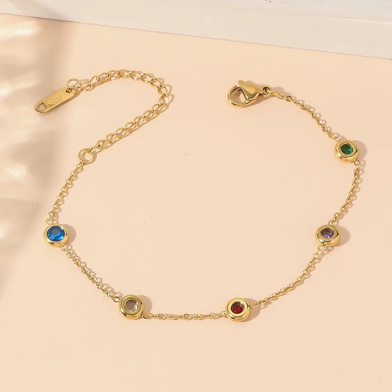 18K Gold Plated Multicolor Gem Bracelet