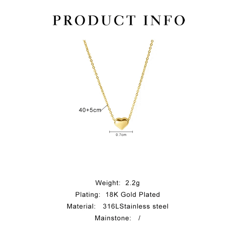 18K Gold Plated Heart Necklace - Image 3