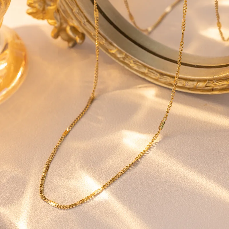 18K Gold Plated Sleek Flat Link Chain