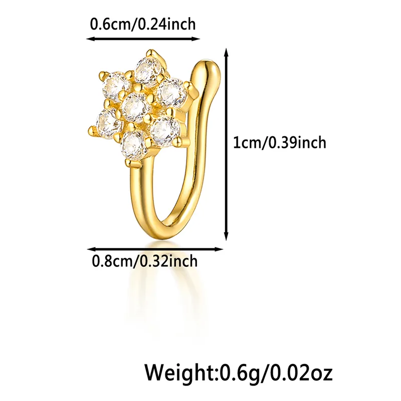 Gold-Plated 925 Sterling Silver Floral Nose Pin (Non-Piercing) - Image 2