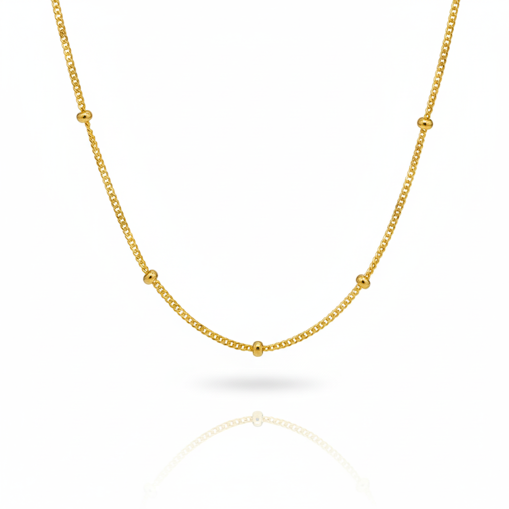 925 Sterling Silver Beads Chain - 18K Gold Plated
